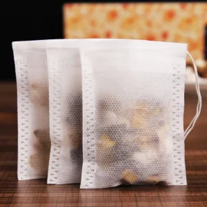 100 piece Full size Pull string Non woven PP Material Disposable Tea Bags Loose leaf Herbal Decoction Brewing Bags Traditional