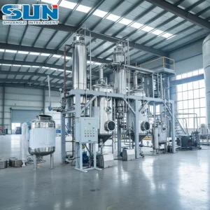 1000kg h Stainless Steel Concentrator Equipment Double Effect Falling Film Evaporator with Vacuum Pump for Bone Soup
