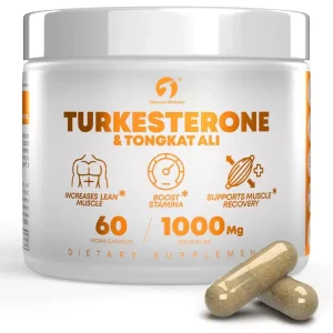 1000mg Natural Formula Turkesterone & Tongkat Ali Vegan Capsules Dietary Supplement for Stamina Lean Muscle Growth & Recovery