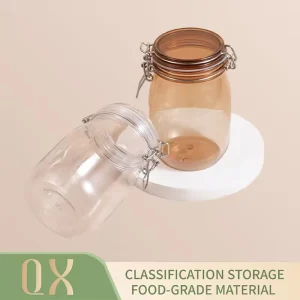 1000ml Oval Tan Traditional Chinese Medicine Facial Jar Transparent Plastic Jar with Snap on Seal