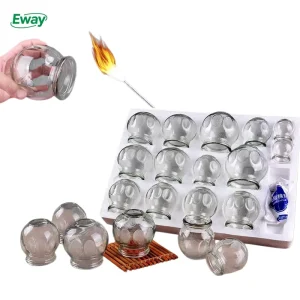 12/16/18/24 Cups Heart-Shaped Cupping Device Chinese Medicine Body Application Glass Cupping Set