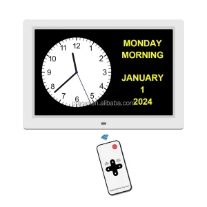 12″ Digital Calendar Clock Large Display Dementia Clock Remote Control Seniors Alzheimer’s Custom Alarms Medicine Reminders