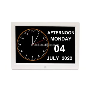 12″ Extra Large Impaired Vision Digital Alarm Clock Day Time Elderly Calendar Clock Auto Dimmable Clock Medicine Reminders