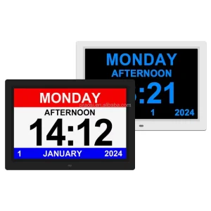 12″ Large Analogue Digital Calendar Day Clock Elderly Alzheimer’s Dementia Clock Seniors Custom Alarms Medicine Reminders