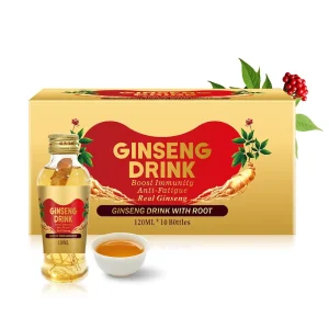 120ml Real Ginseng Drink With Root Inside GMP Certified Healthy Beverage Natural Energy Booster Private Label Ginseng Tonic