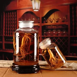 12L Ginseng Medicated Liquor Beverage Dispenser Kitchen Use Glass Bottle with Lid