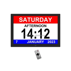 15″ Digital Calendar Day Clock Seniors Auto DST Custom Alarms Medicine Reminders Non-Abbreviated Analogue Dementia Clock