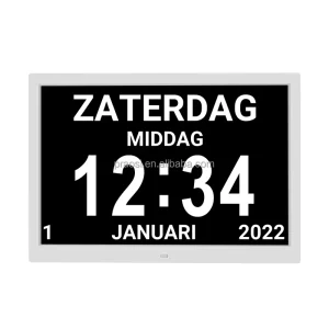 15 Inch Dementia Clock Non Abbreviated Day Date Clock for Vision Impaired Elderly Memory Loss Alzheimer’s Medicine Reminder