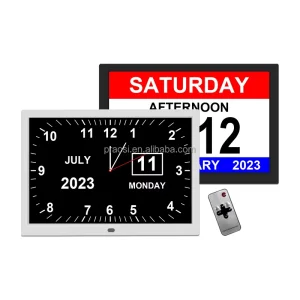 15″ Non Abbreviated Day Date Month Digital Day Calendar Clock Auto Dimming Medication Reminders Alarms Dementia Clock