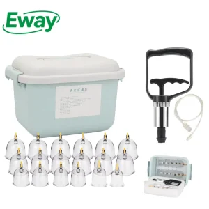 18pcs Vacuum Cupping Device Chinese Medicine Gas tank Kit Cupping Therapy Massager Cups Set Whit Hijama Pump Gun