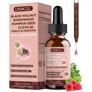 20-in-1 Black Walnut Wormwood Tincture with Clove, Pumpkin Seed, Garlic, Oregano, and Berberine for Digestive Health