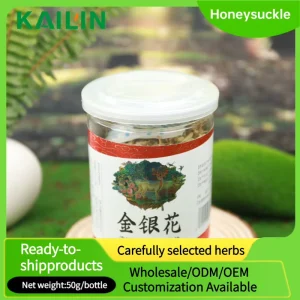 25g Bulk Honeysuckle Herbal Tea Flower Bottle Tinned Packaging OEM Manufacturing Kailin Health 18-Month Shelf Life Room