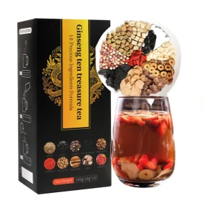 Premium 15 Bags Blended Chinese Herbal Ginseng Ten Treasure Kidney Tea Flavorful Health Tea for Men Women Packaged in Box