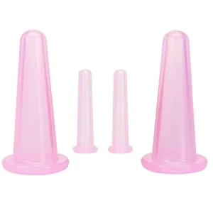4 Pcs Food Grade Vacuum Silicone Face Cupping Cups Set LFGB Certified Therapy Facial Massage Cups for Face Lip Neck