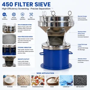 450 Vibro Sifter Machine Small Stainless Steel Motor Vibrating Sieve Filter Screen Circular for Food Processing Powder Material