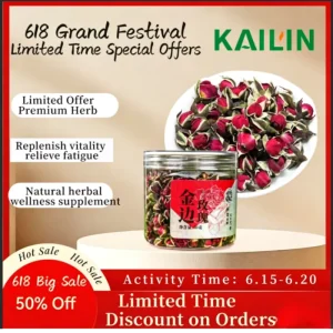 50g Gold Edge Rose Health Tea in Can Packaging Yunnan Origin Regulate Qi Calm Mood Support Feminine Wellness