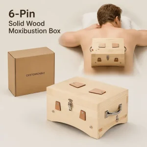 6-Pin Solid Wood Moxibustion Box CE Certified Class I Household Dredge Meridians Relieve Soreness Stiffness OEM Factory Direct