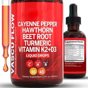 60ml Cayenne Pepper Hawthorn Berry Vitamin D3 K2 Beet Root Turmeric Oral Liquid Drops Natural Organic Vegan Supplements Adult