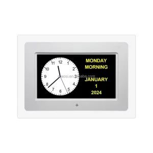 7″ Acrylic Digital Calendar Day Clock Auto DST Elderly Alzheimer’s Dementia Clock Alarms Medicine Reminders Remote Control