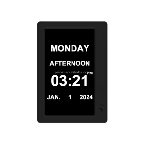 7″ Dementia Clock Auto DST Dimming Clock Wall Table Digital Calendar Clock HD Picture Frame Custom Alarm Medicine Reminders