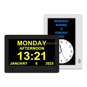 7″ LED Digital Calendar Clock for Seniors with Dementia Medicine Reminders Custom Alarms Auto DST Remote Control Wall Table