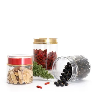 75mm Wide Mouth 435ml Food Grade Plastic Jars Double Lids Airtight for Health Supplements Chinese Herbal Medicine