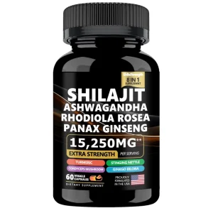 8-in-1 Shilajit Complex Capsules 15 250mg Extra Strength Ashwagandha Rhodiola Rosea Panax Ginseng Turmeric Adult Improved Bone