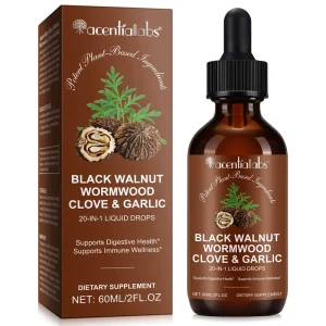 Acentialabs 20 in 1 Black Walnut Wormwood Cloves Liquid Drops Organic Gut Digestive Health Black Walnut Oil Tincture