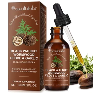 Acentiallabs Plant Extract Black Walnut Wormwood Clove Garlic Liquid Drops Restore Gut Balance Black Walnut Wormwood Liquid Drop