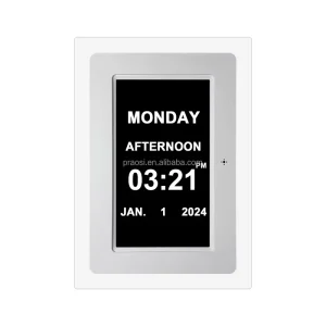 Acrylic Digital Calendar Clock Photo Frame Analogue Dementia Clock Custom Alarms Medicine Reminders Auto DST Remote Control