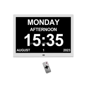 Analogue Digital Calendar Clock Seniors Elderly Dementia Clock Smart Photo Frame Auto DST Custom Alarms Medicine Reminders