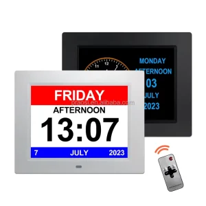 Auto DST Screen Dimming 7 8 10 Inches Desk Clock Plastic Medicine Reminder Digital Calendar Day Clock Memory Loss Dementia