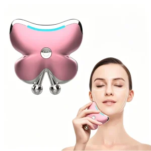 Butterfly Facial Massager Warm Scraping Device Metal Probe Face Neck Gua Sha Neck Massager