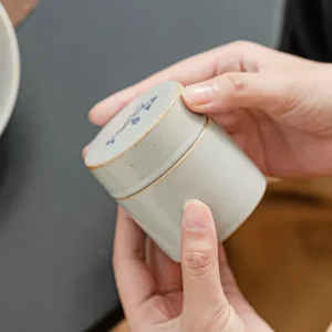 Ceramic 12 portion Tea Can Lid Portable Durable Small Storage Box for Medicines Tea Chinese Minimalist Business Gift
