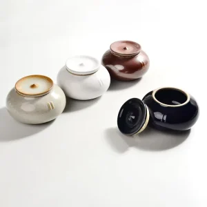 Ceramic Minimalist Japanese Style Luxury Pet Urn Small Moisture Proof Airtight Tea Jar Ashes Container Funeral Supplies Caskets