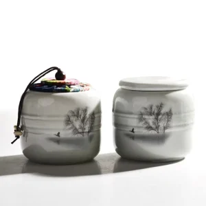 Ceramic Round Pet Urn Small Moisture-Proof Sealed Funeral Supplies for Dogs & Cats