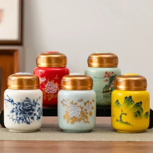 Ceramic Tea Can Traditional Chinese Medicine Sealed Tank Traditional Chinese Medicine Powder Storage Bottle Food Honey Liquid