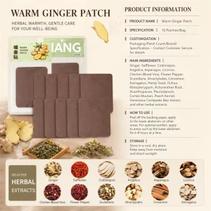 Chinese Factory Herbal Ginger Warm Patch Custom Specification Private Label Moxibustion Heat Patch for Body Relax