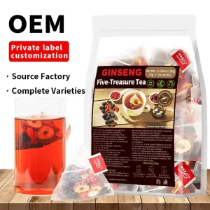 Chinese Herbal Ginseng Five Treasure Tea Nourishing Tea Bag Vitality Support Health Kidney Tea for Male Energy Fertility Support