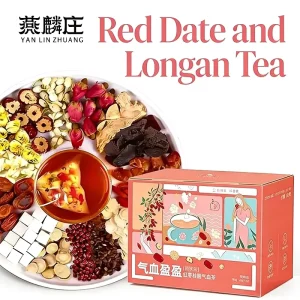 Chinese Organic Women’s Nourishing Herbal Slimming Tea Vitamins Sugar-Free Low-Fat Red Date Longan Goji Rose Adults Box