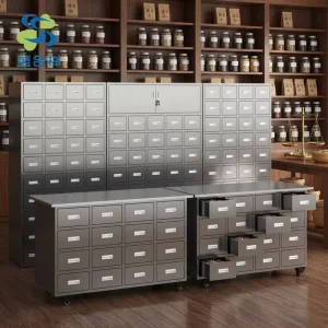 Chinese Traditional Medicine Stainless Steel Hospital Pharmacy Cabinet Drawers Minimalist Design Durable Easy Cleaning