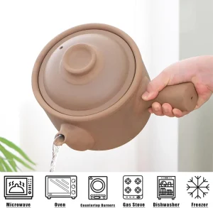 Classic Unglazed Earthenware Chinese Medicine Casserole 3.17QT 3L Natural Terracotta Ceramic Bean Pot Enamel Lids Clay Pot for
