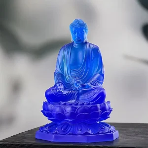 Colorful Medicine Buddha Phra Kring Bhaisajyaguru Glass Glaze Translucent Casting Home Decoration Easter Halloween Chinese