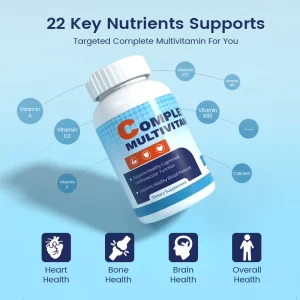 Complete Multivitamin with Vitamin C D3 B12 Zinc& Mineral Tablets for Overall Health 60 Tablets Bulk Bottle