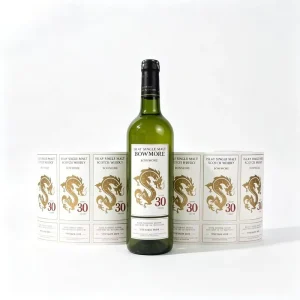 Custom Gold Foil Dragon Wine Label Roll Waterproof Vinyl Beverage Bottle Stickers with Private Logo