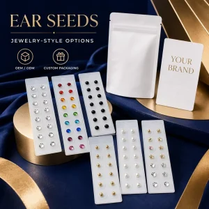 Custom Logo Magnetic Small MOQ Custom Ear Seeds Auricular Patch for Wellness Relaxation and Beauty Care Colorful Acupressure