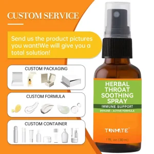 Custom Soothing Throat Spray Herbal Liquid Supplement with Fruit Extract Breath Refresher for Women Regular Size