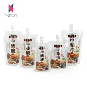 Customized Traditional Chinese Medicine Liquid Bags Beverages Transparent Self Supporting Suction Nozzles Liquid Coffee Bag