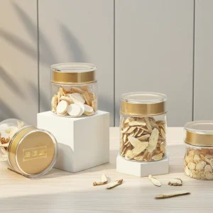 Cylindrical PET Plastic Jar with Double Lid for Pet Medicine Supplements
