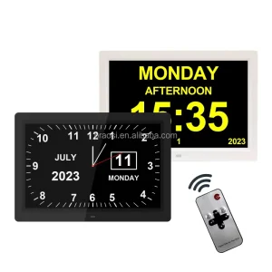 Dementia Clock Medicine Reminders Digital Calendar Day Clock 12″ Extra Large Display Memory Loss Alzheimer’s Remote Control